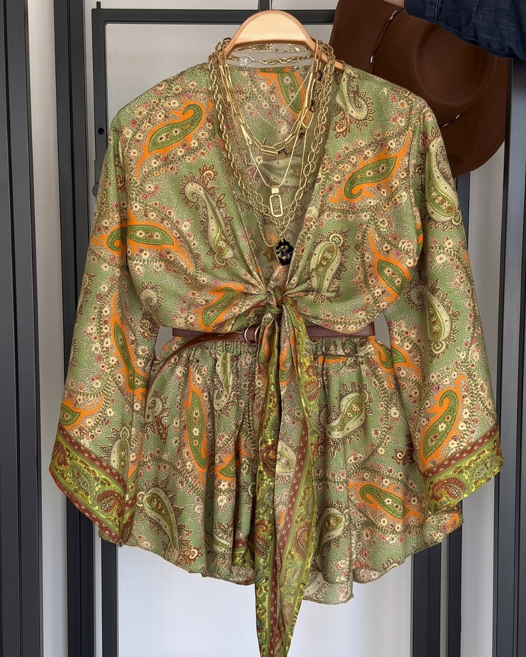 Celora - Paisley Tie Front Skirt Co-Ord Set