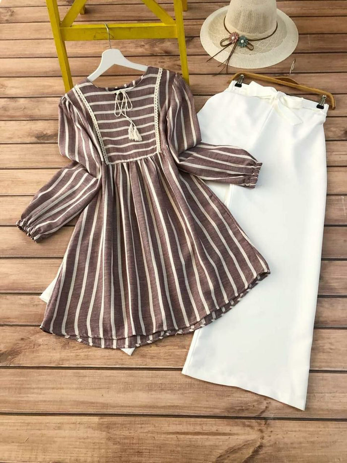 Classic Stripes - Brown Striped Cotton Co-ord Set