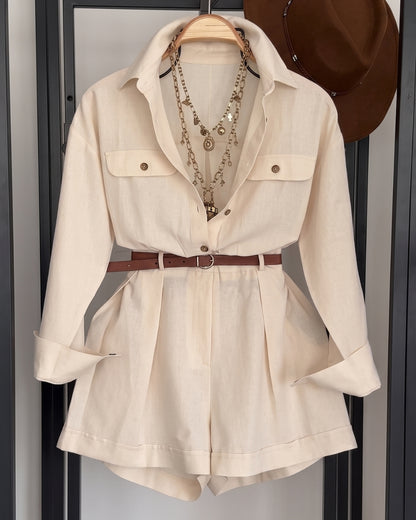 Lara - Premium Linen Shirt Shorts Co-Ord Set