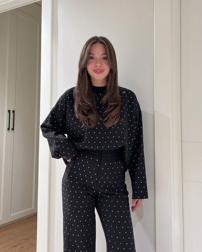 Riva - Premium Black Polka Dot Co-Ord Set