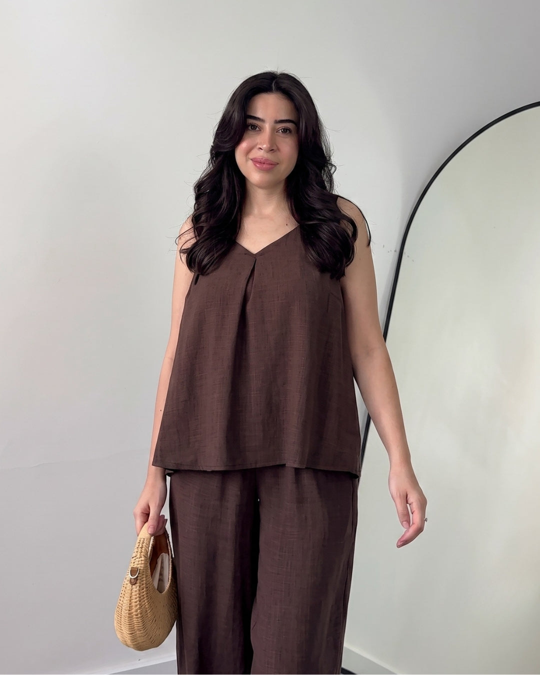 Ovel - Minimal Brown Linen Blend Co-Ord Set
