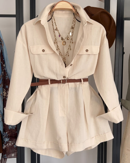 Lara - Premium Linen Shirt Shorts Co-Ord Set