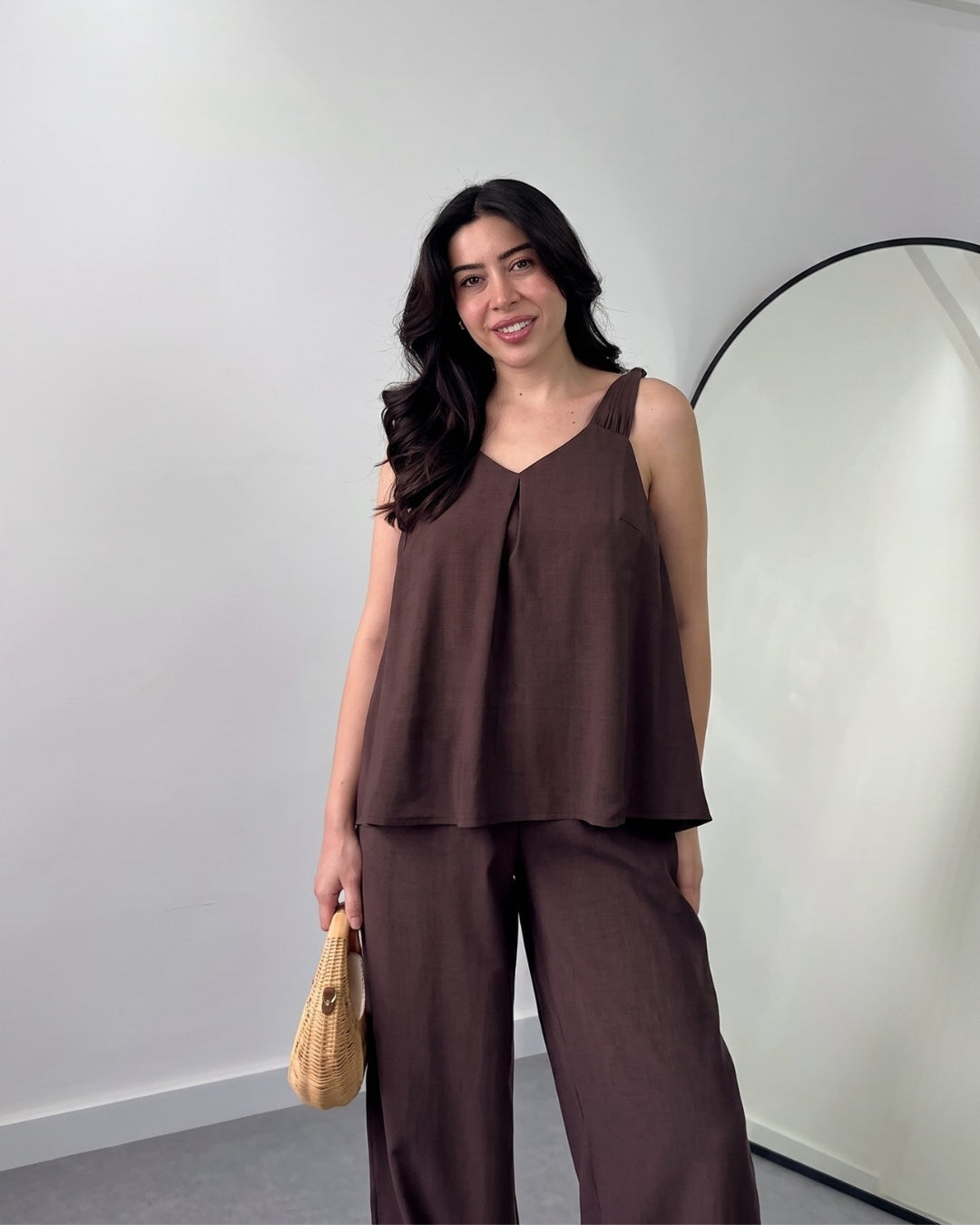 Ovel - Minimal Brown Linen Blend Co-Ord Set