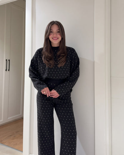 Riva - Premium Black Polka Dot Co-Ord Set