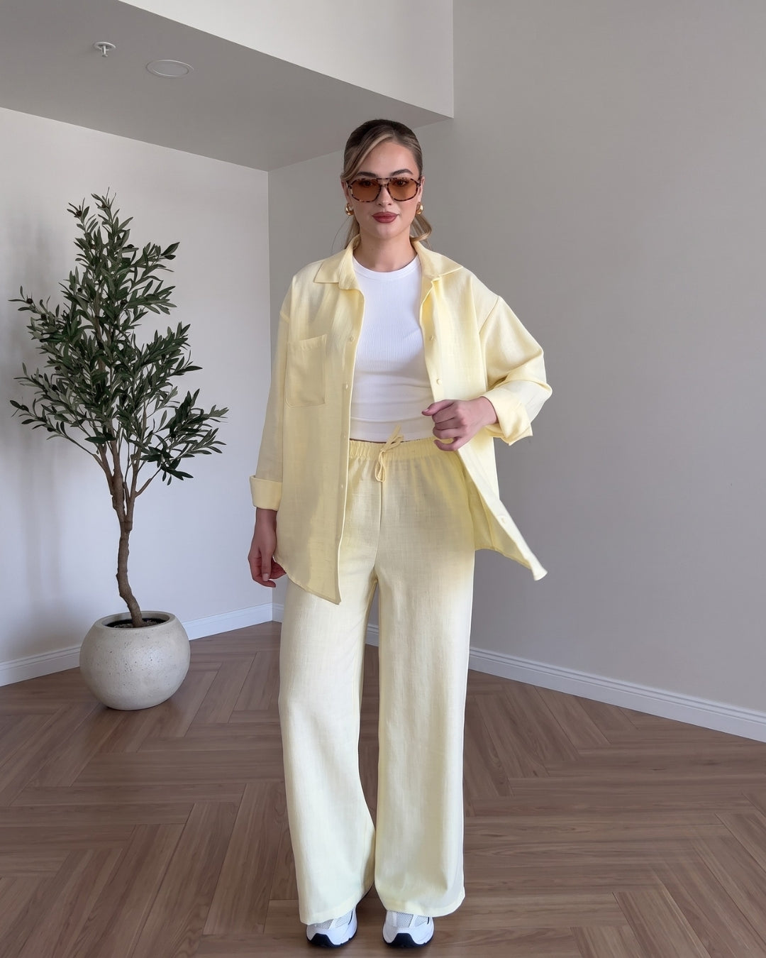 Avira - Yellow Premium Summer Linen Co-Ord Set