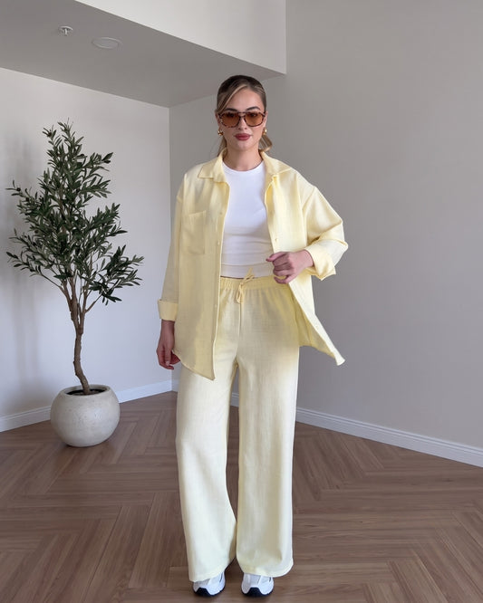 Avira - Yellow Premium Summer Linen Co-Ord Set