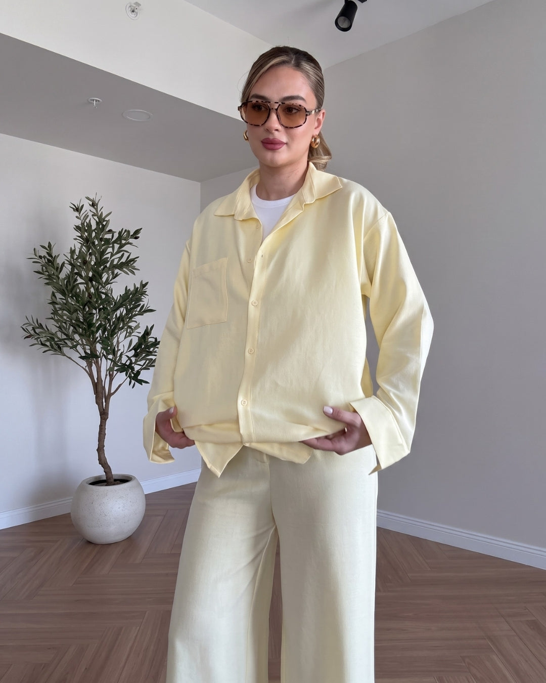 Avira - Yellow Premium Summer Linen Co-Ord Set
