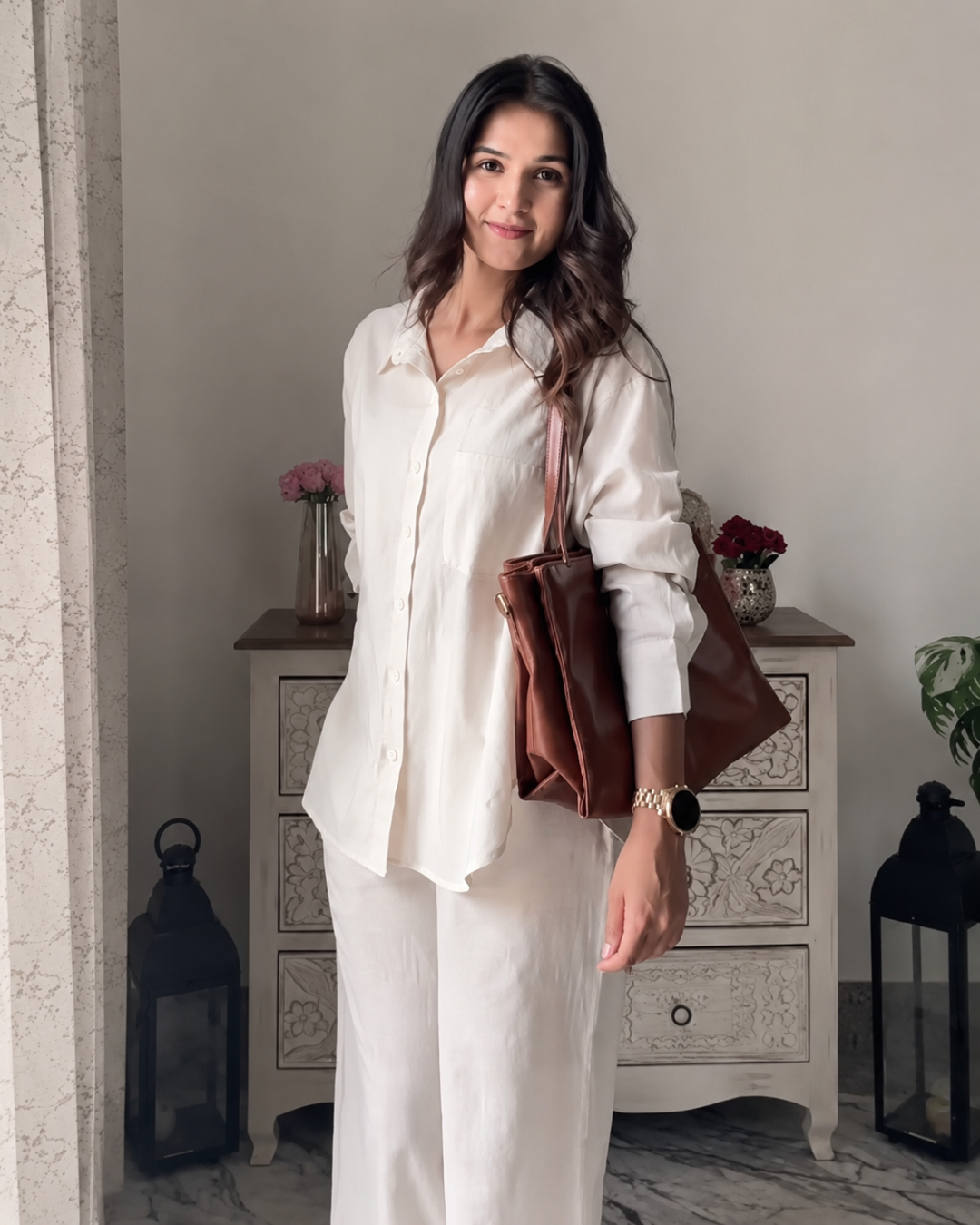 Orvella – Soft Ivory Cotton Co-ord Set with Relaxed Shirt