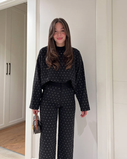 Riva - Premium Black Polka Dot Co-Ord Set