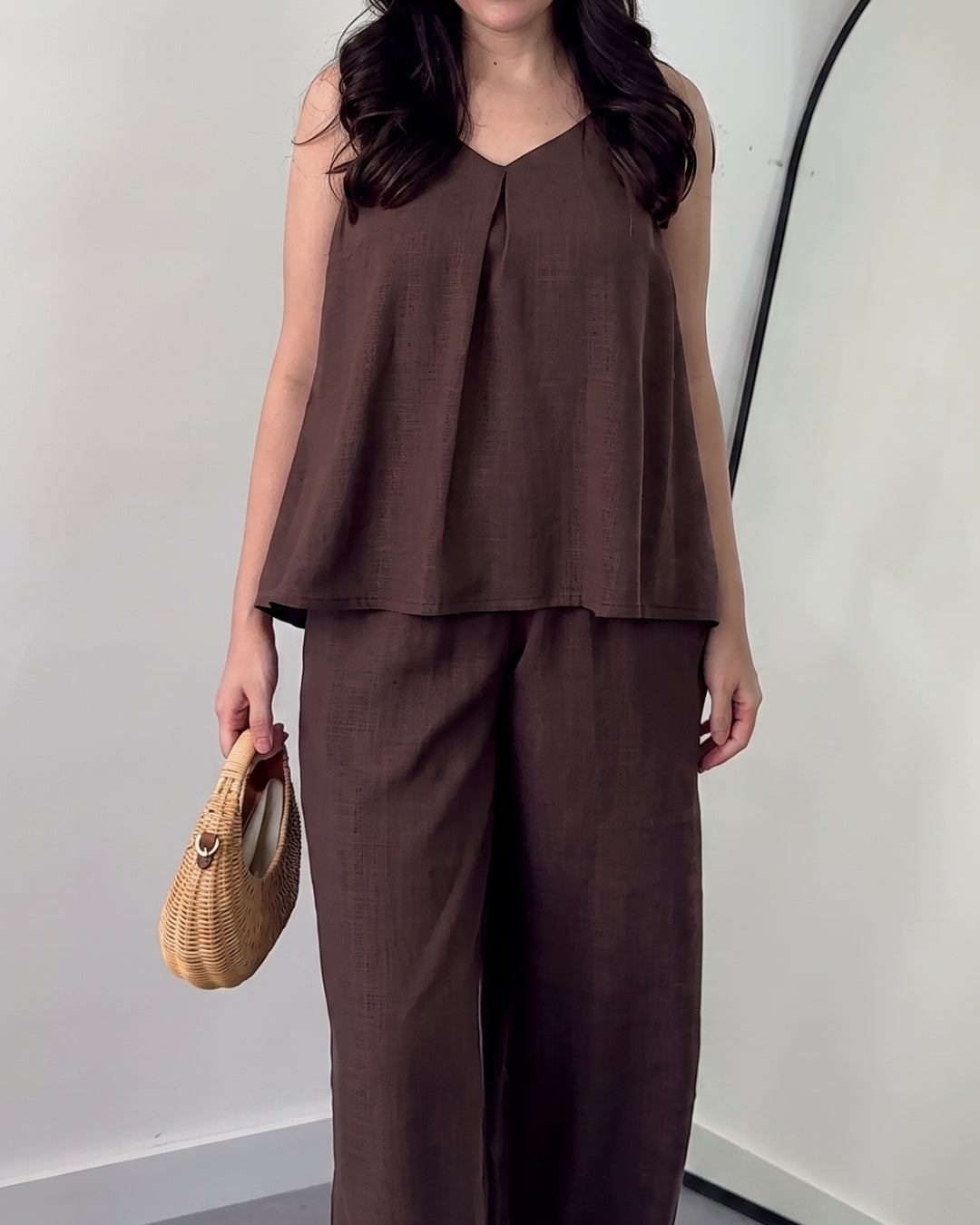 Ovel - Minimal Brown Linen Blend Co-Ord Set