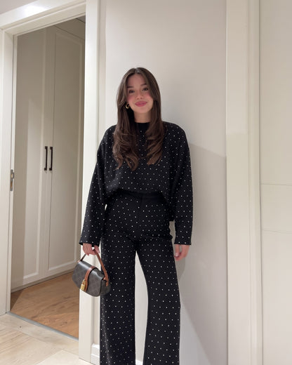 Riva - Premium Black Polka Dot Co-Ord Set