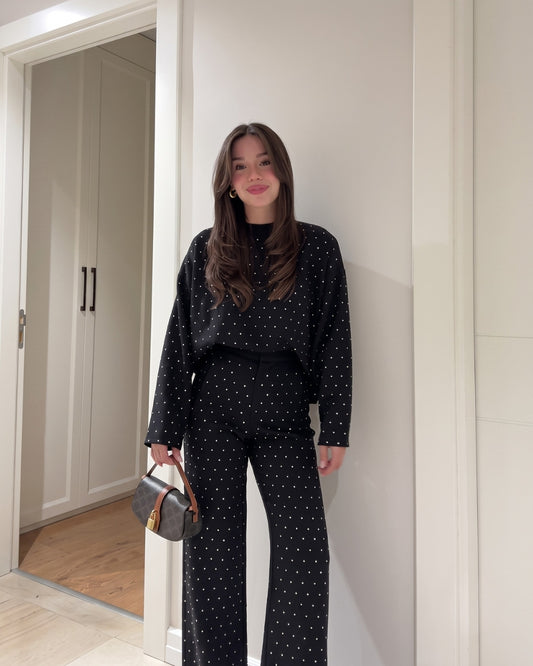 Riva - Premium Black Polka Dot Co-Ord Set