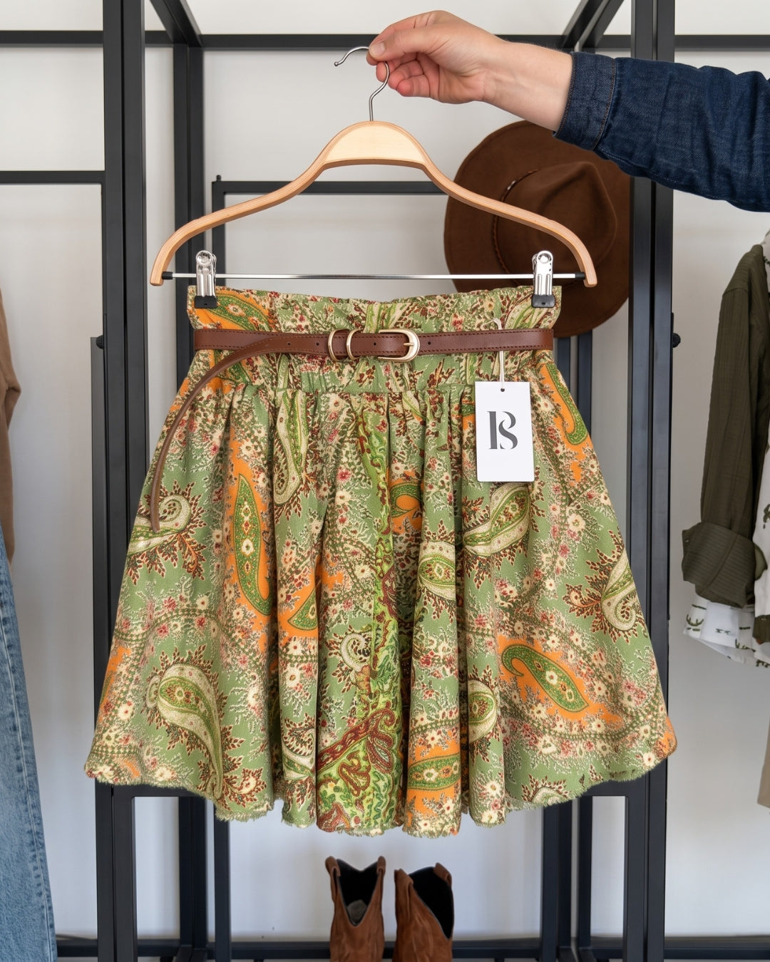 Celora - Paisley Tie Front Skirt Co-Ord Set