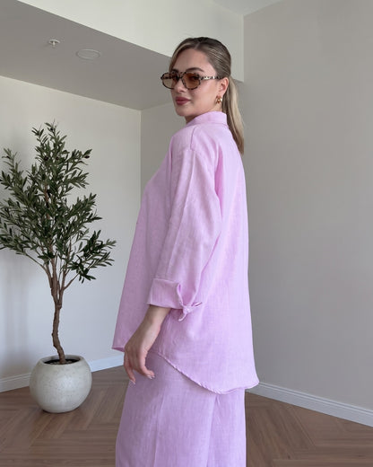 Avira - Pink Premium Summer Linen Co-Ord Set