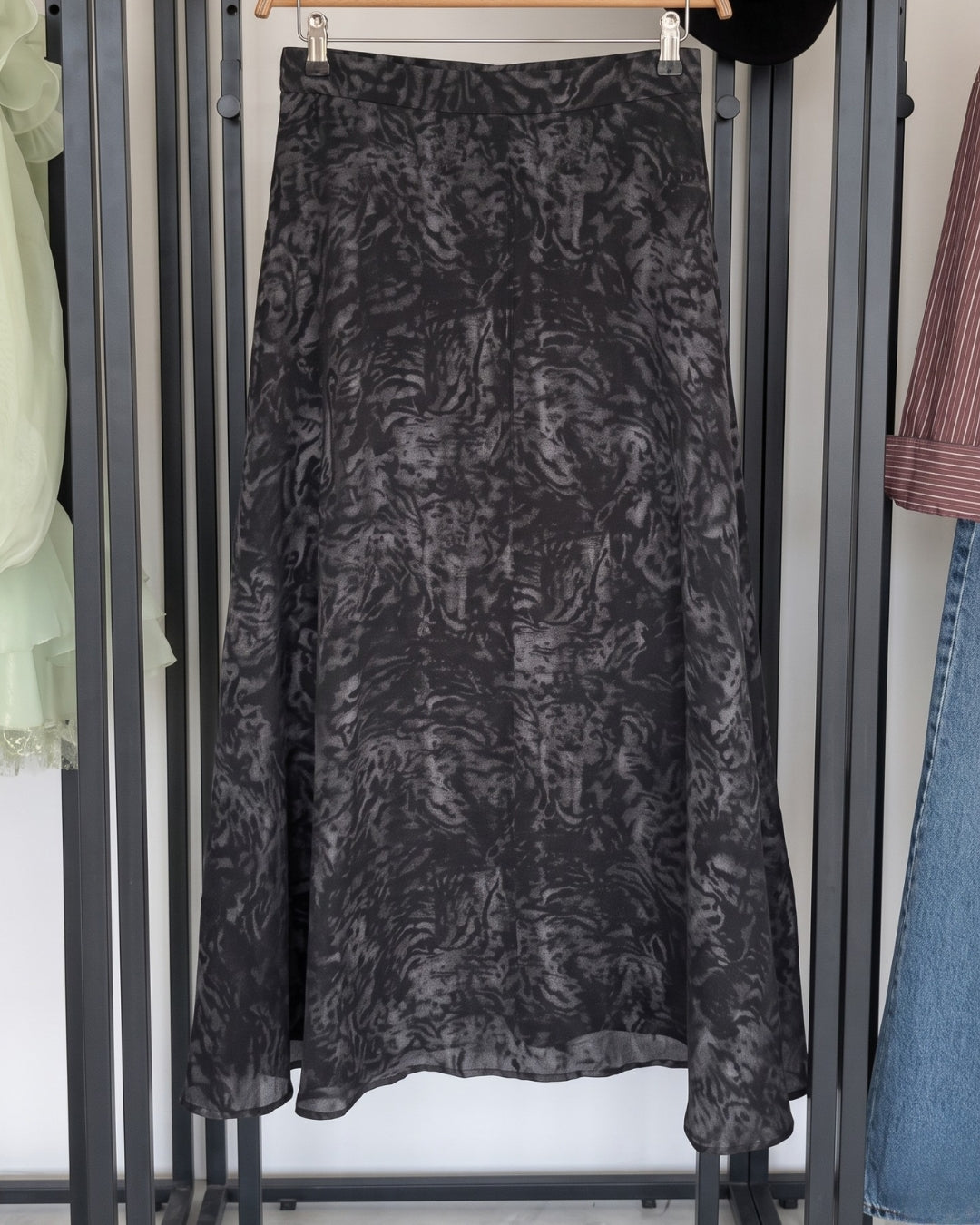 Calia - Smoky Marble Print A-Line Midi Skirt