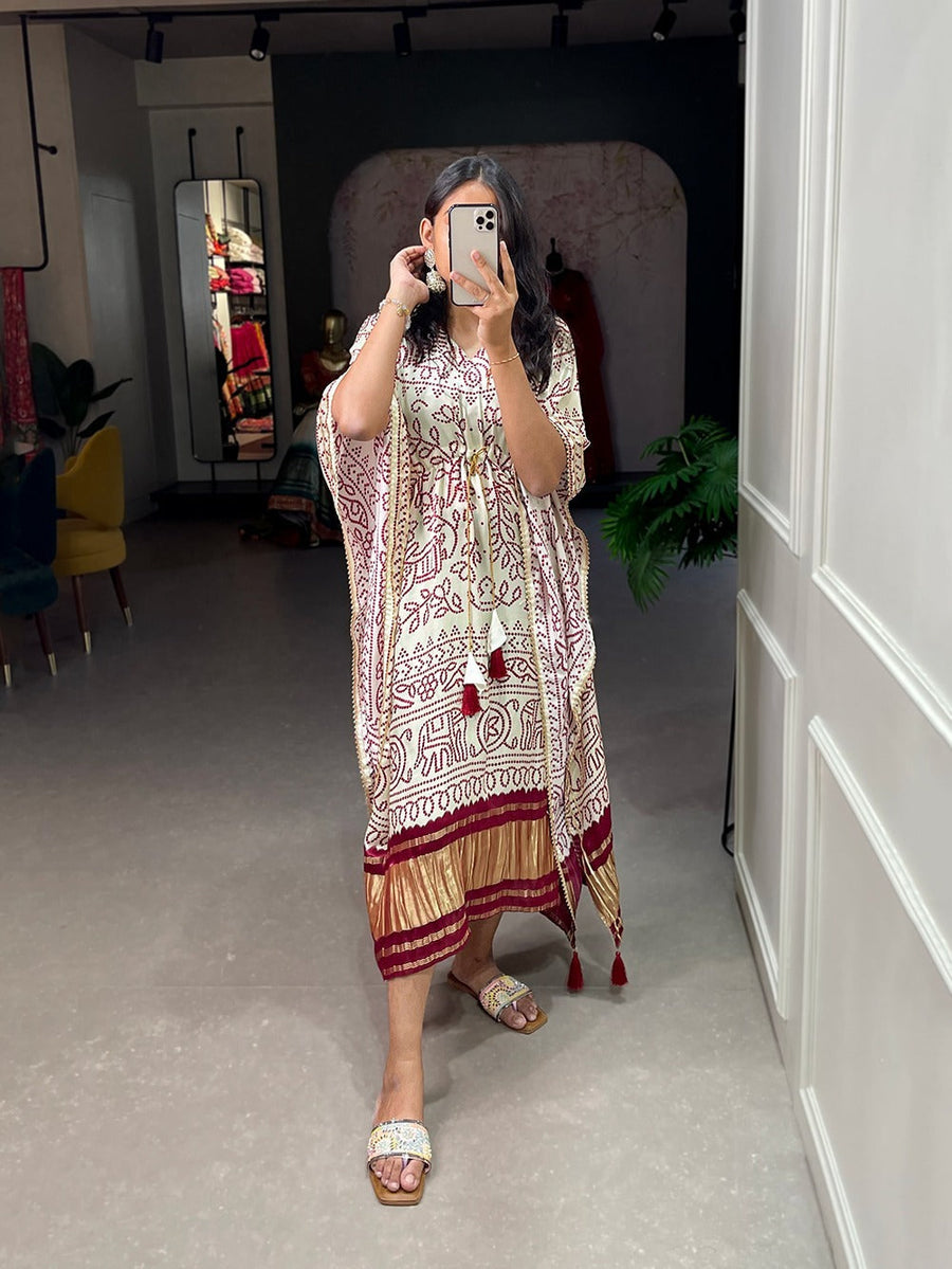 Heritage Glow - Ivory Printed Kaftan