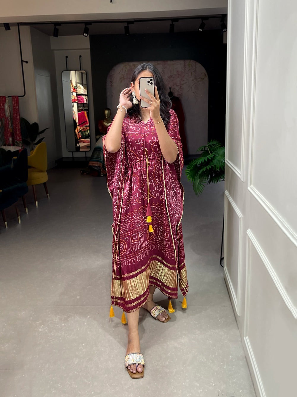 Heritage Glow - Magenta Printed Kaftan