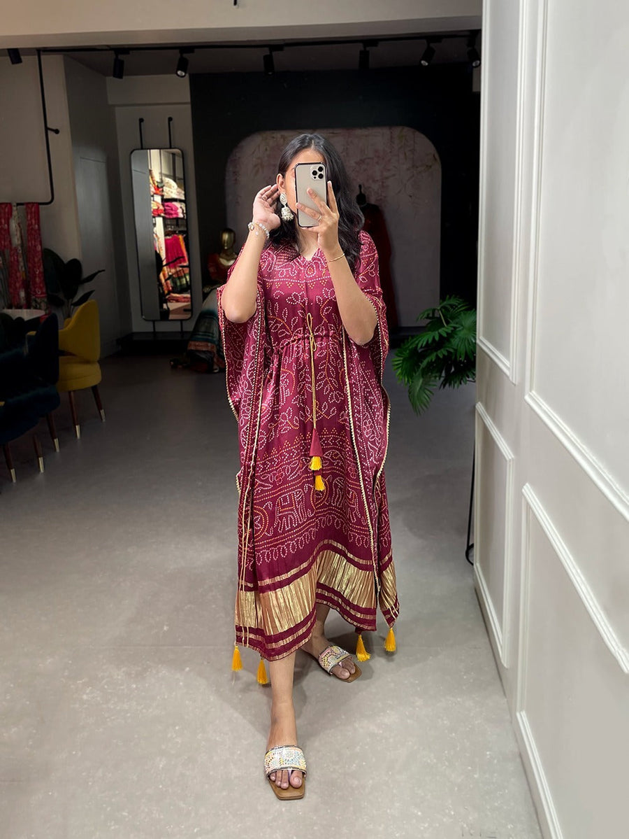 Heritage Glow - Magenta Printed Kaftan