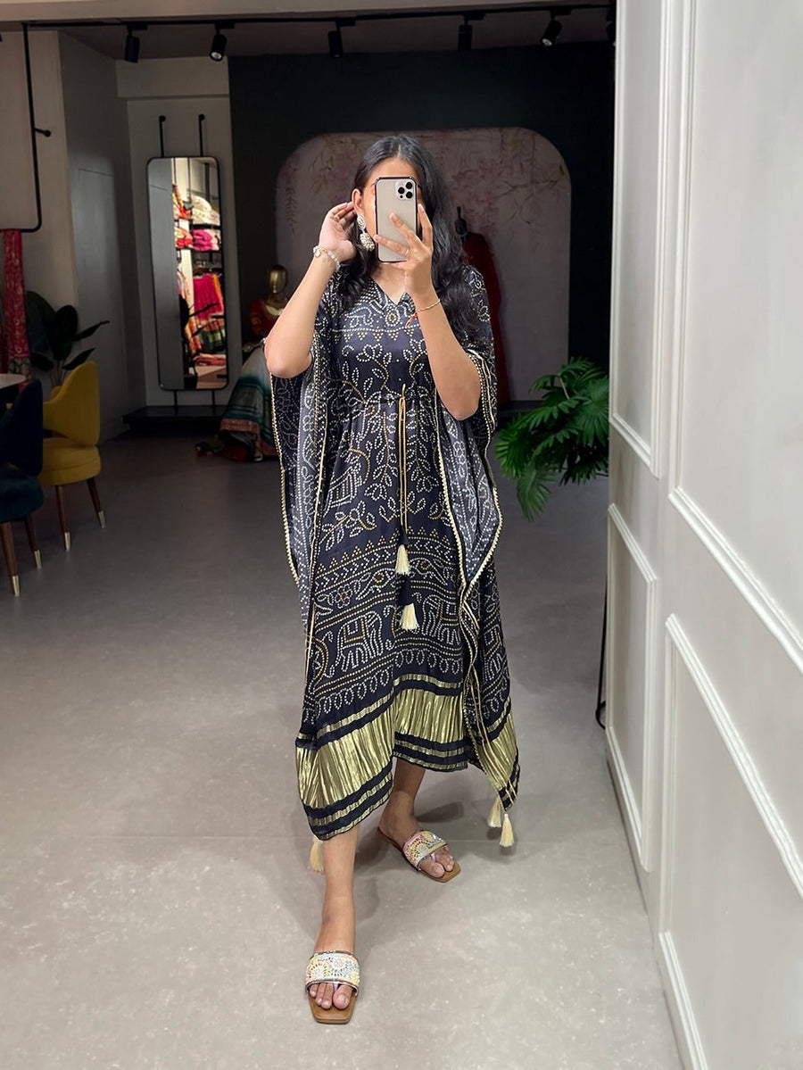 Heritage Glow - Black Printed Kaftan