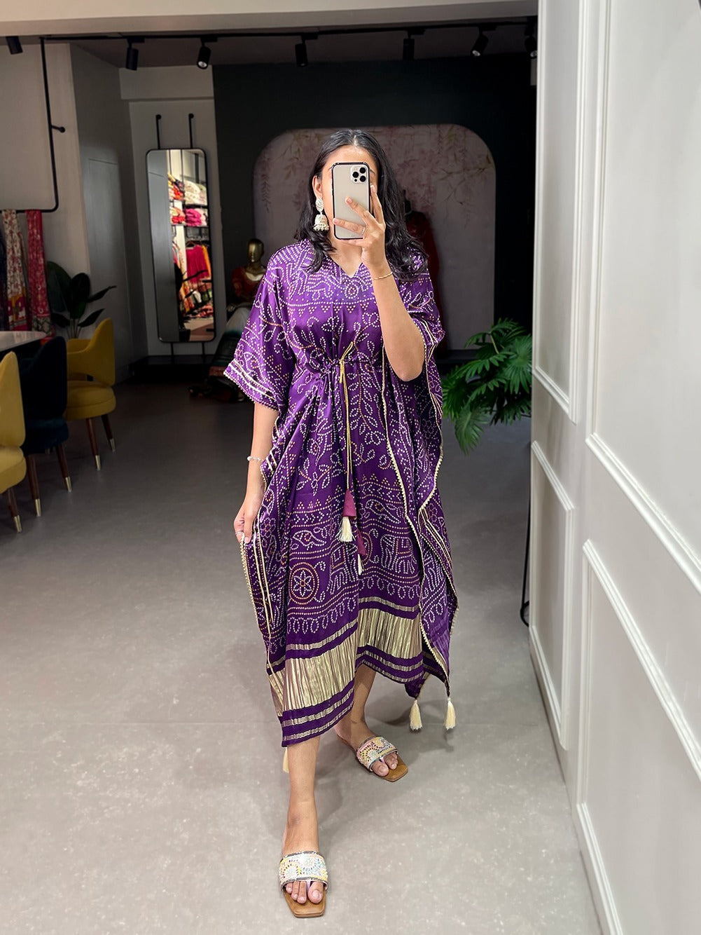 Heritage Glow - Purple Printed Kaftan