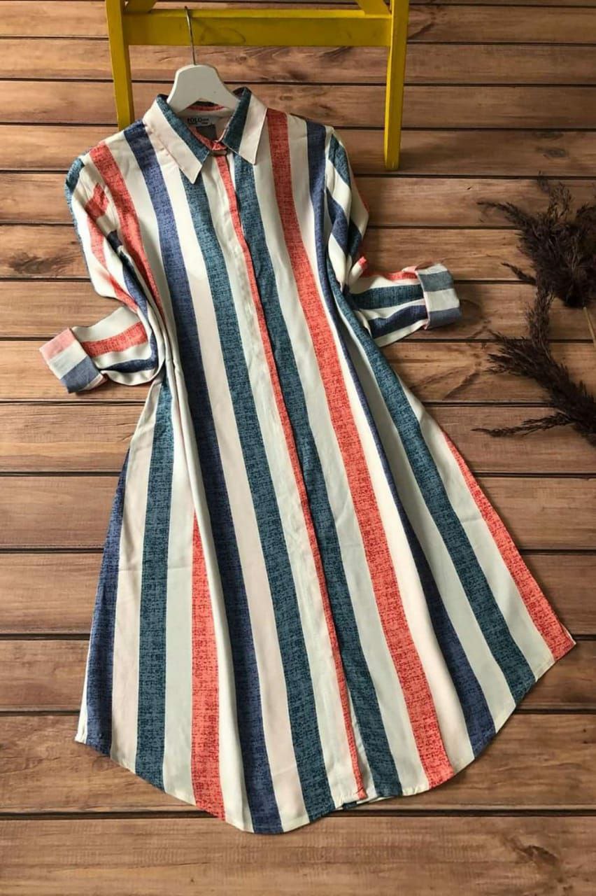 Coastal Stripes - Multicolour Striped Shirt Dress