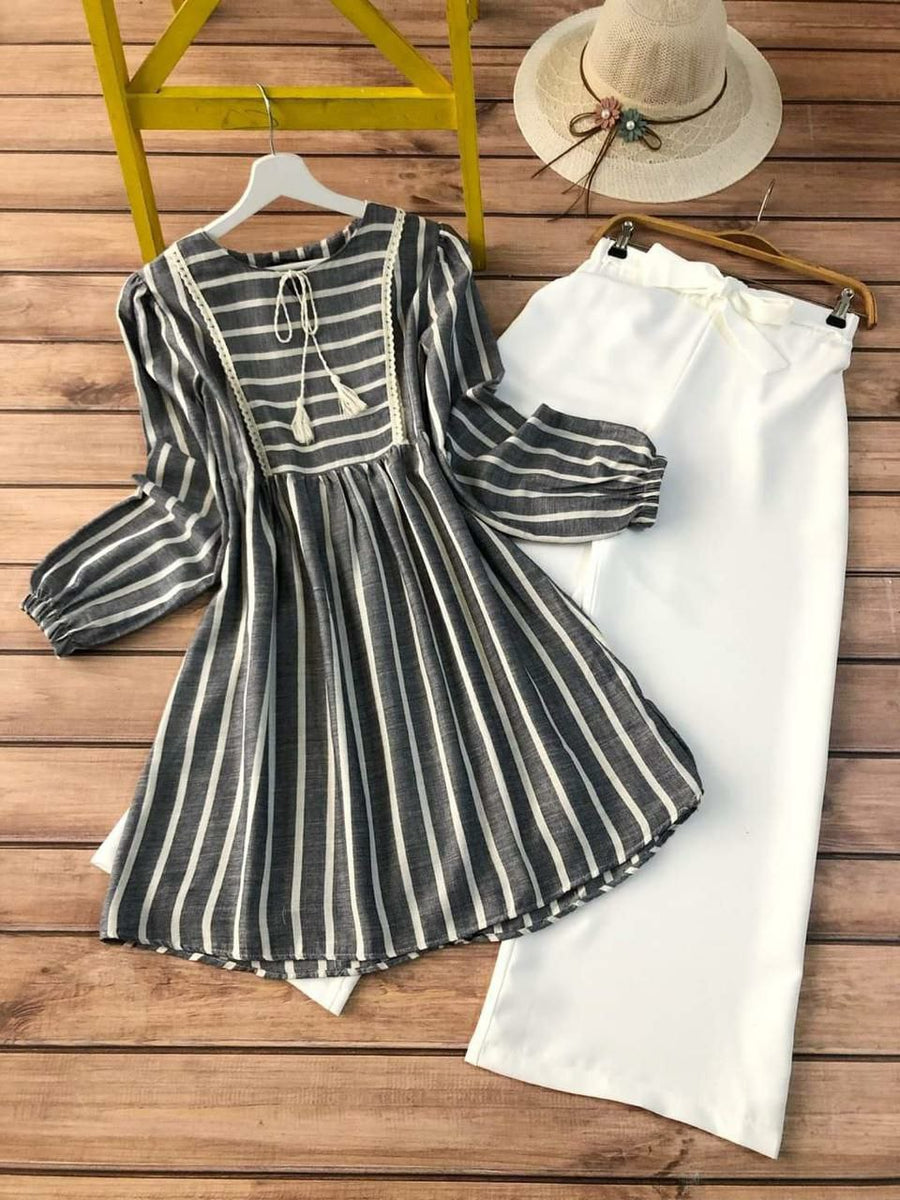 Classic Stripes - Charcoal Striped Cotton Co-ord Set