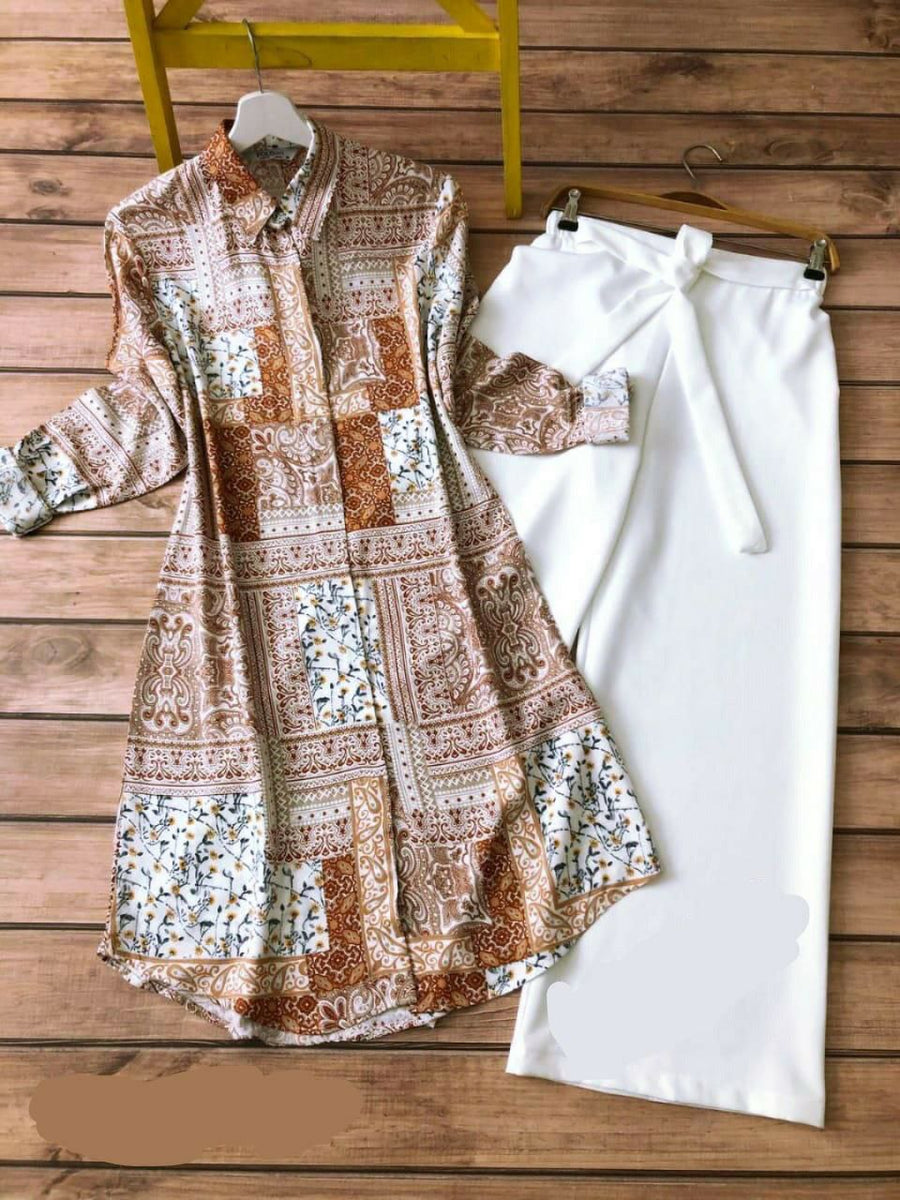 Boho Royale - Beige Patchwork Print Co-ord Set