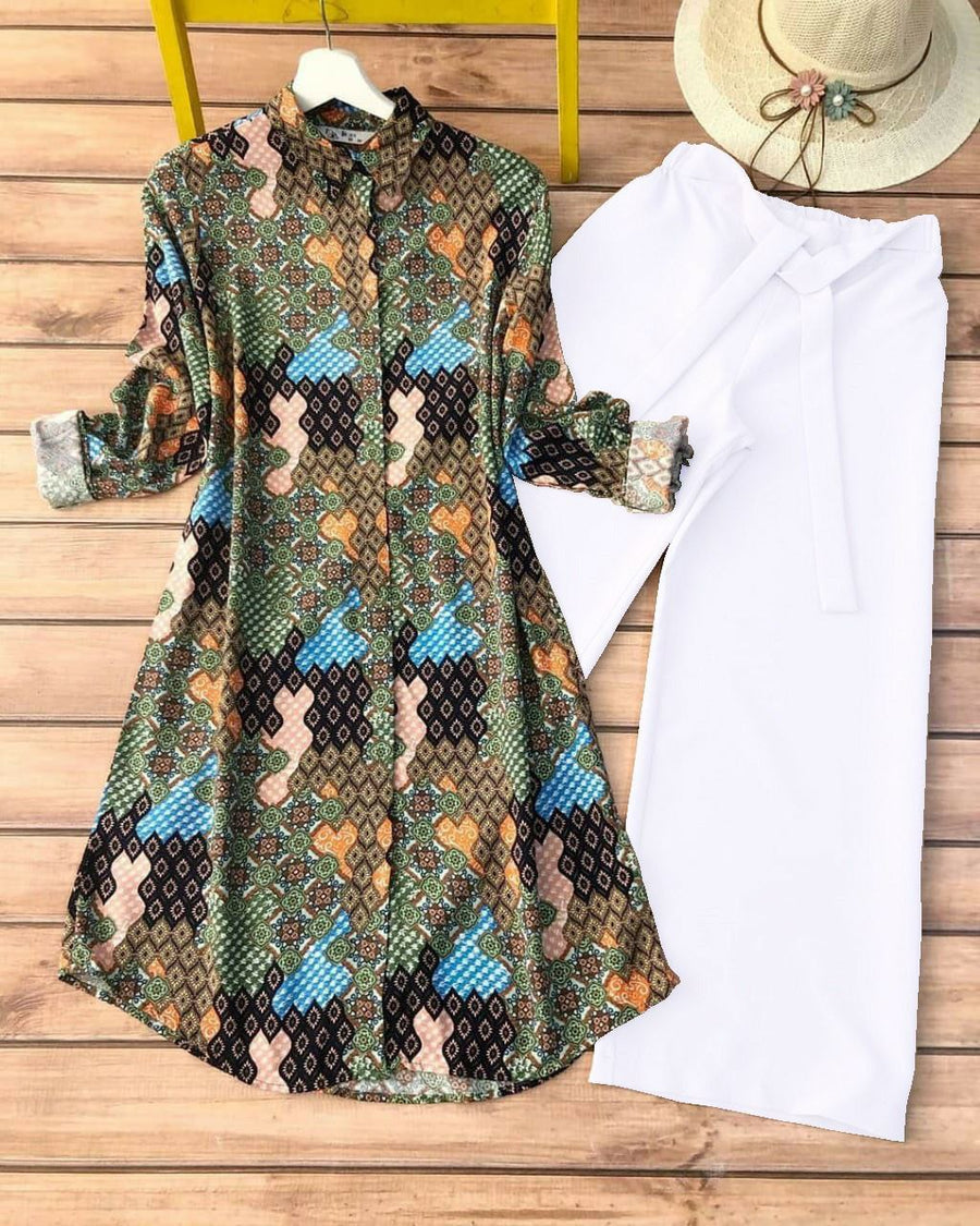 Boho Royale - Green Abstract Print Co-ord Set