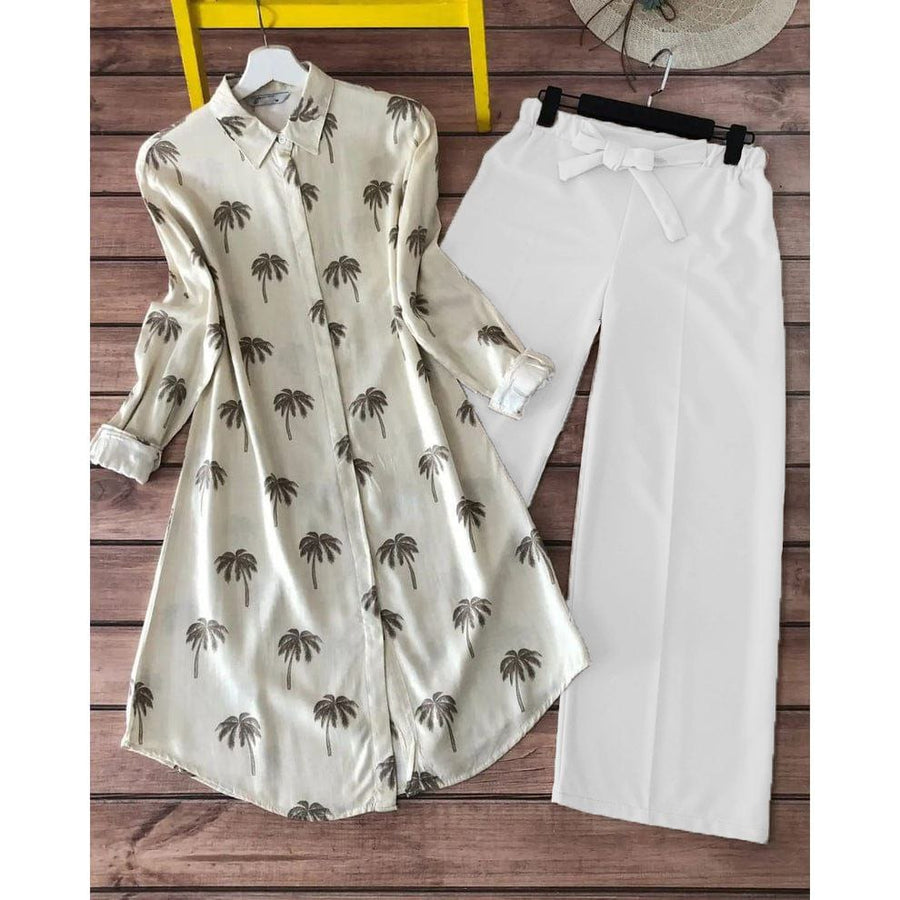 Autumn Bloom - Grey Palm Print Co-ord Set