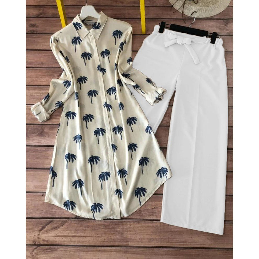Autumn Bloom - Navy Palm Print Co-ord Set