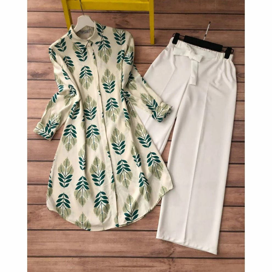 Autumn Bloom - Green Leaf Print Co-ord Set