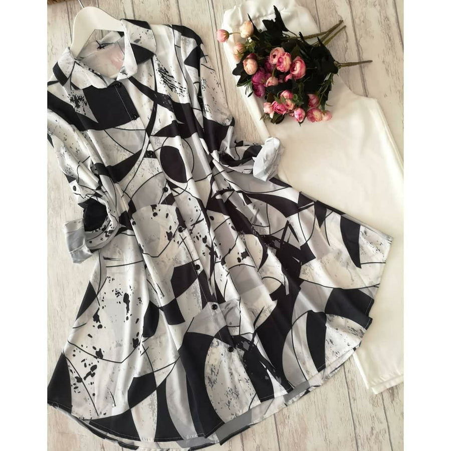 Pastel Bloom - Black & White Abstract Print Co-ord Set