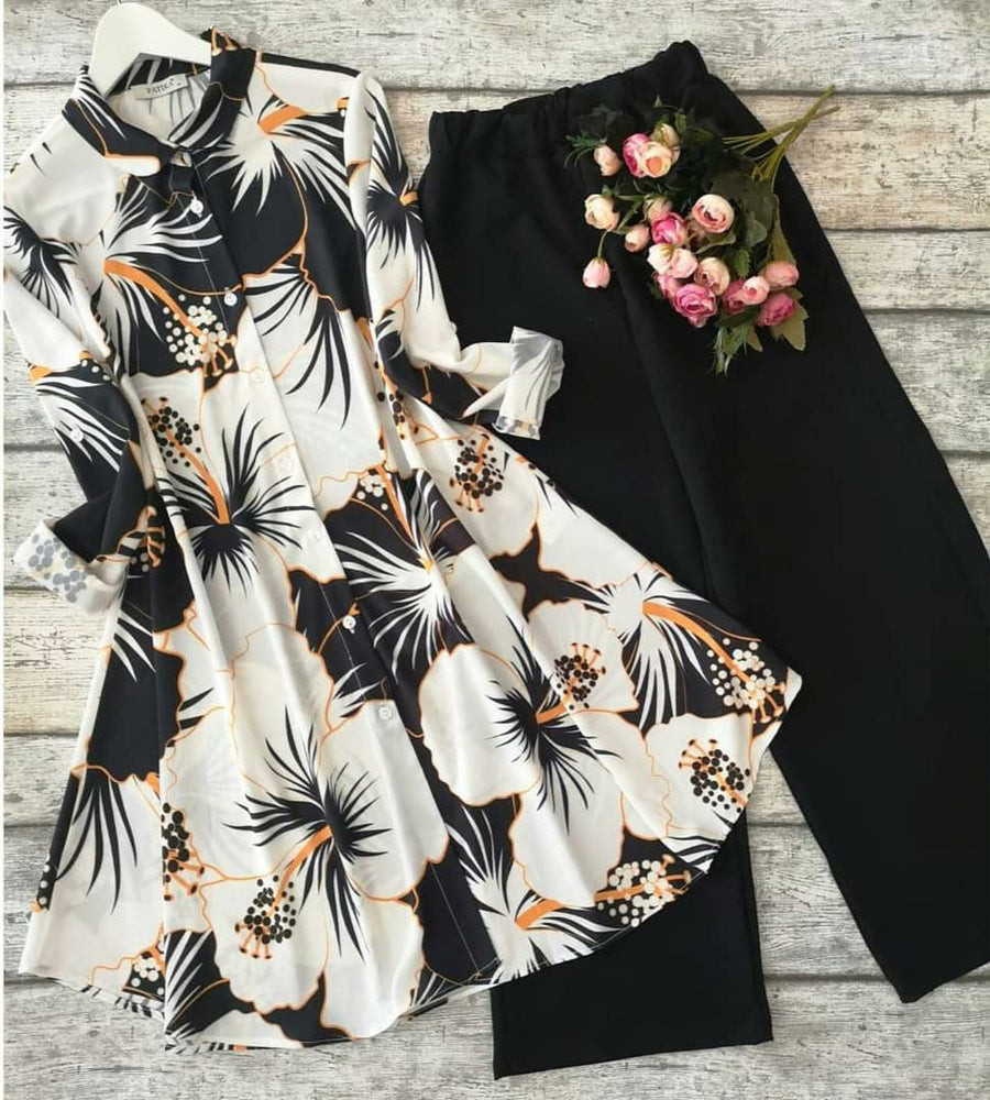 Pastel Black Bloom Co-Ord Set