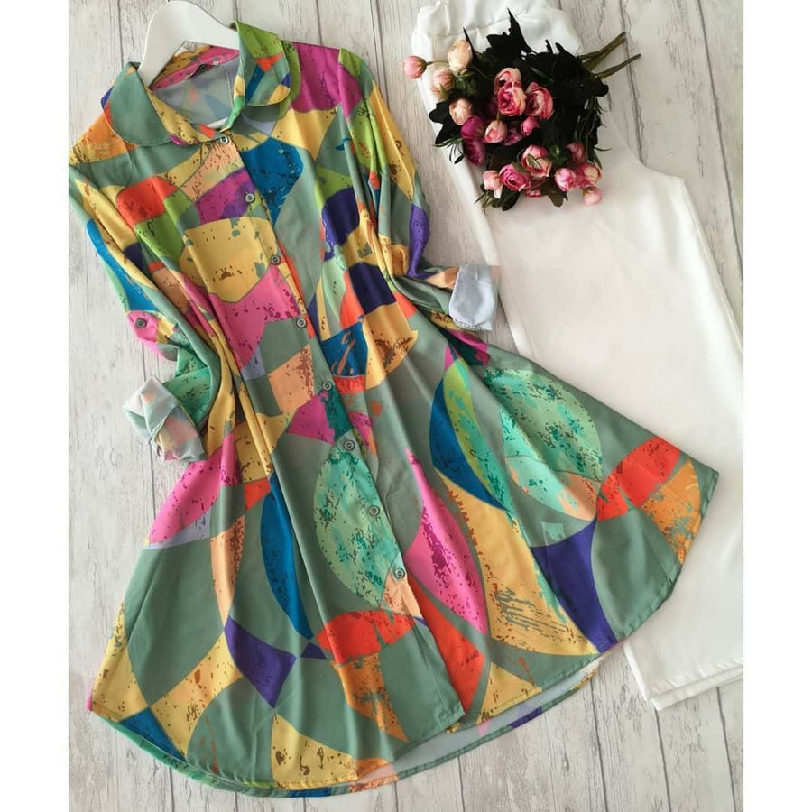 Pastel Bloom - Green Geometric Print Co-ord Set