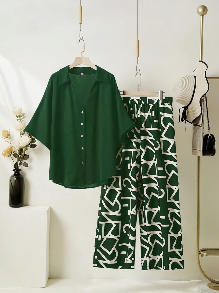 GeoPop - Bottle Green Geo Print Co-ord Set