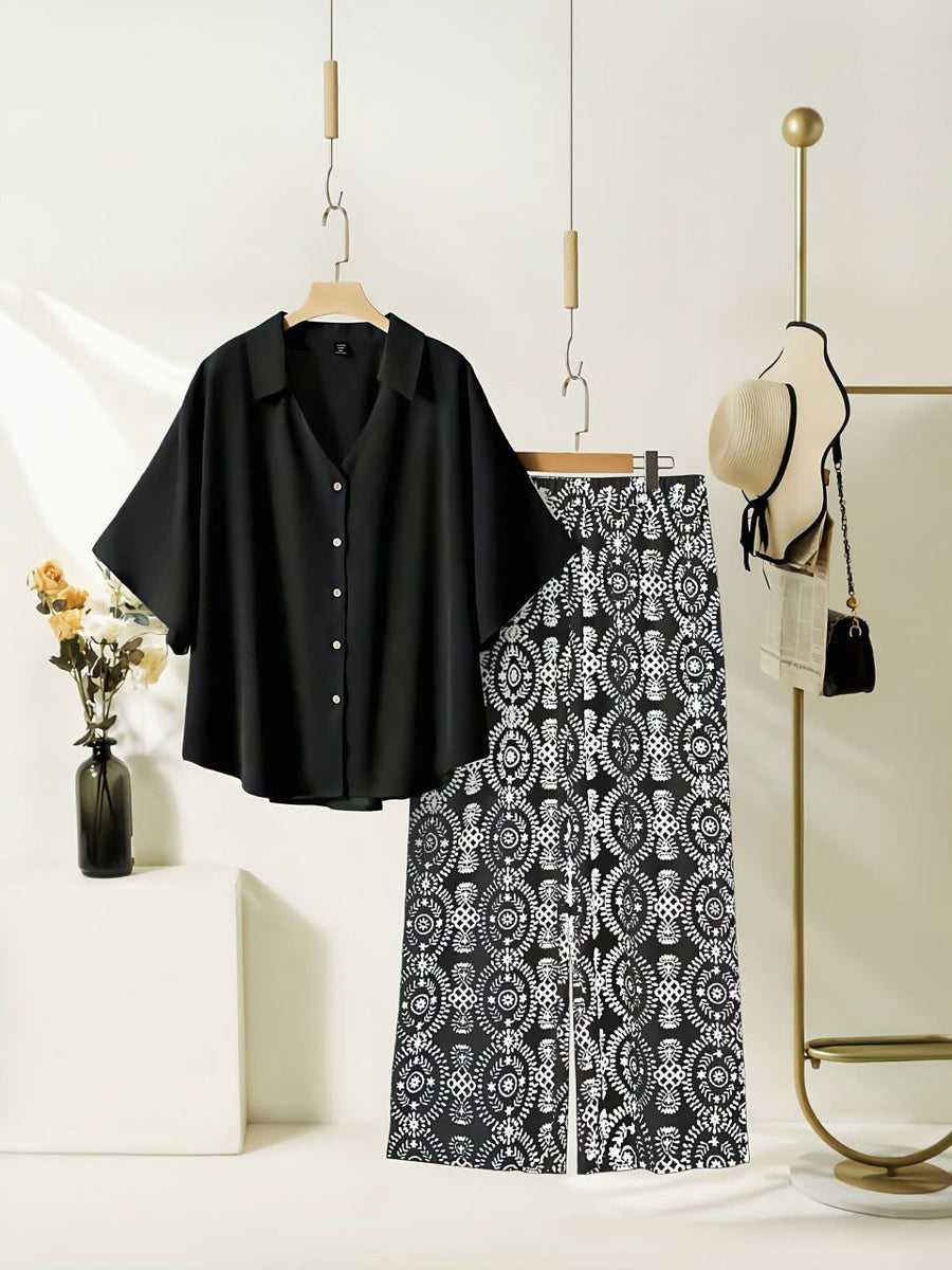 GeoPop - Black Medallion Print Co-ord Set