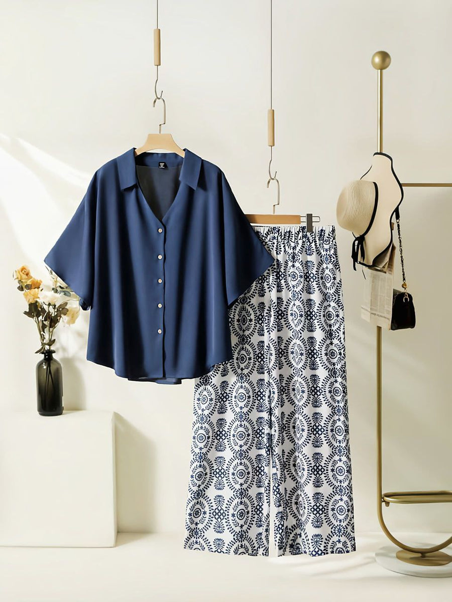 GeoPop - Navy Medallion Print Co-ord Set
