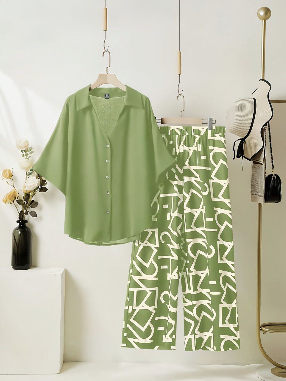 GeoPop - Sage Green Geo Print Co-ord Set