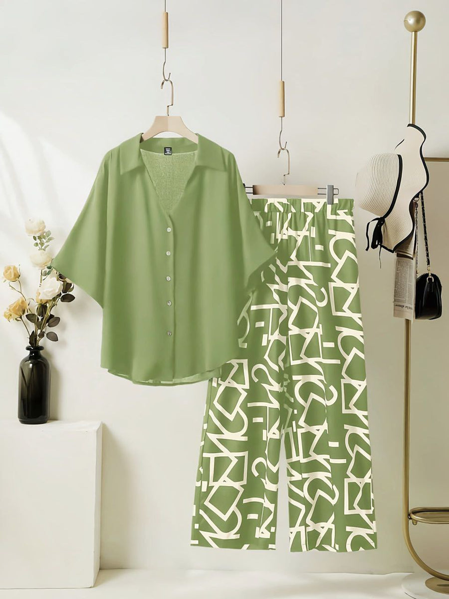GeoPop - Sage Green Geo Print Co-ord Set