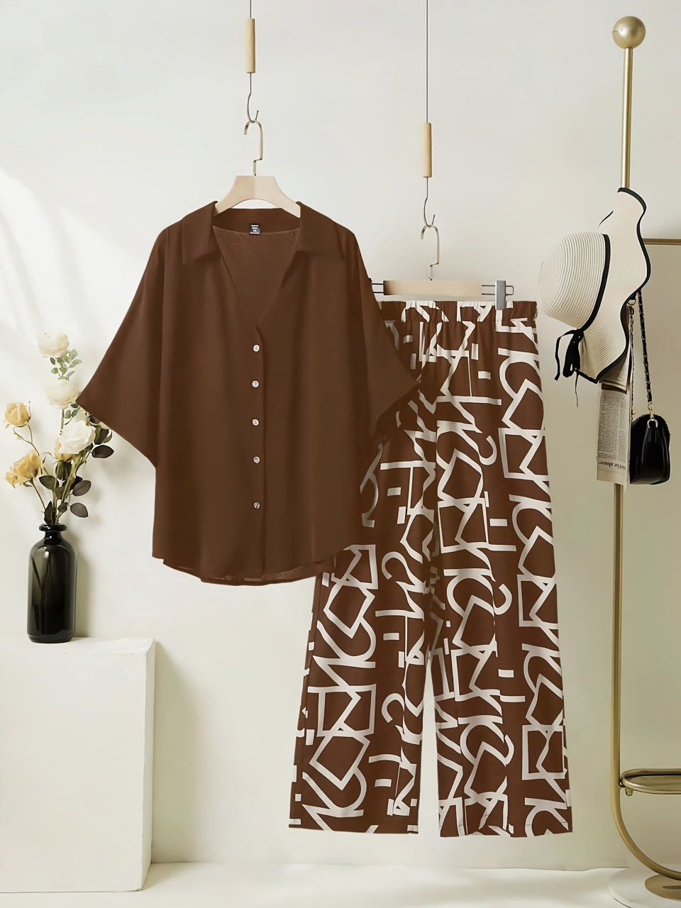 GeoPop - Brown Geo Print Co-ord Set