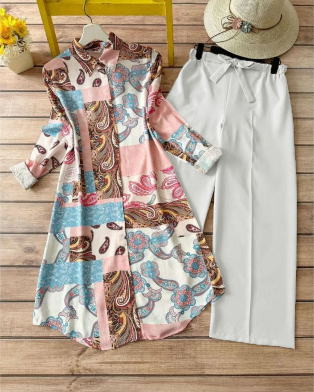 Vintage Bloom - Pink & Sky Blue Paisley Co-ord Set