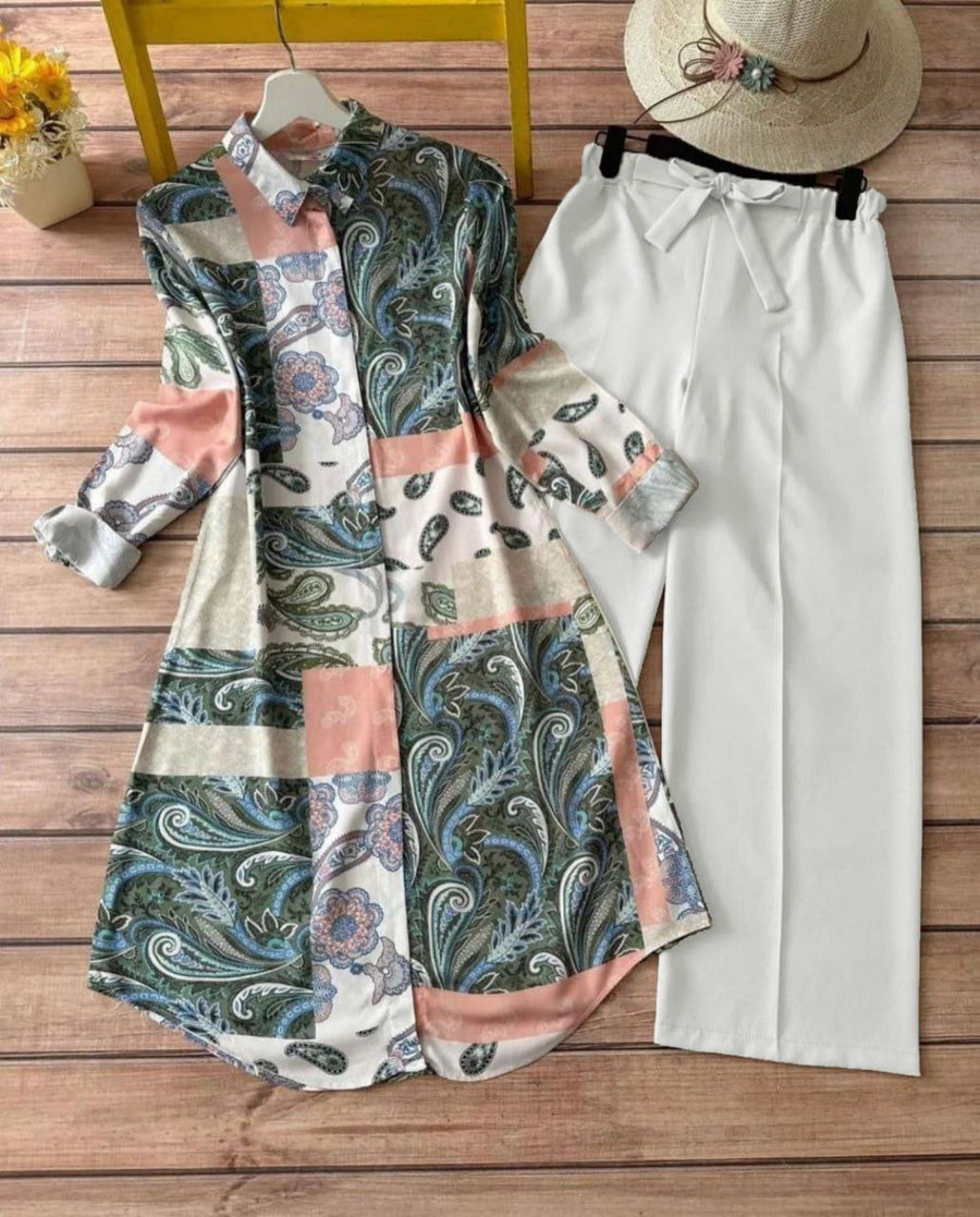 Vintage Bloom - Green & Peach Paisley Co-ord Set